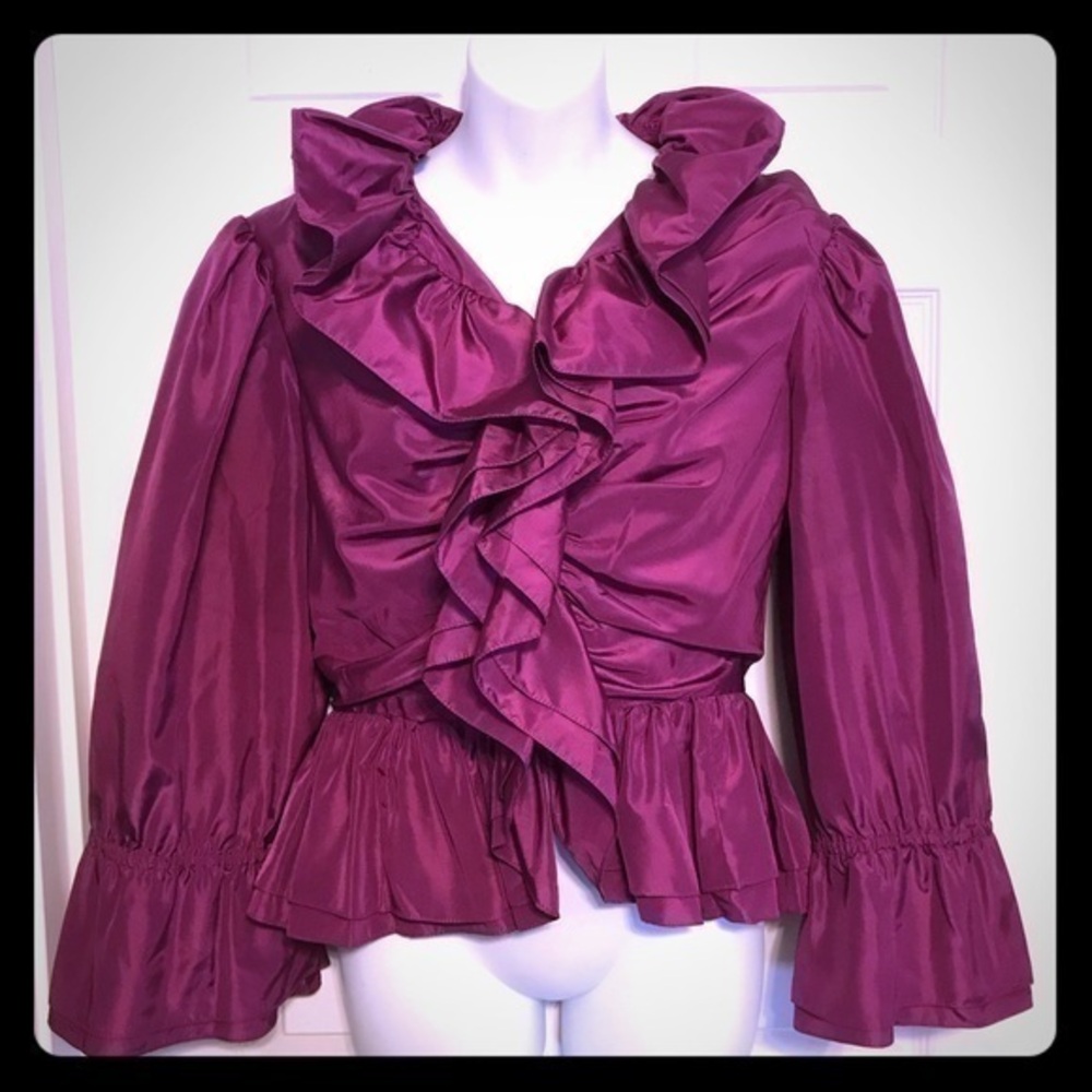 Gilbert for Tally ruffle peplum magenta blouse